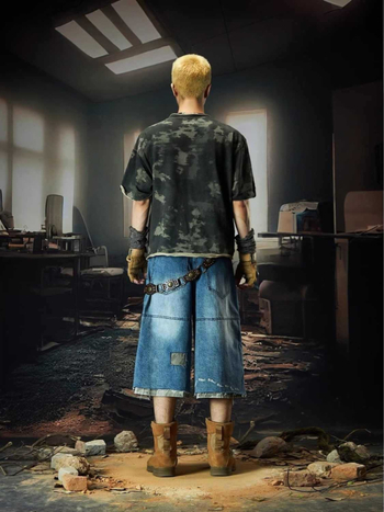 Férfi denim rövidnadrág – vintage, kamuflázs, koreai stílus, magas derék, capri hossz