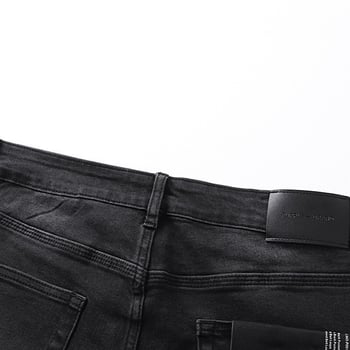 Purple Brand şort denim retro cu rhinestones – streetwear, croială strânsă, talie medie, nasturi la închidere