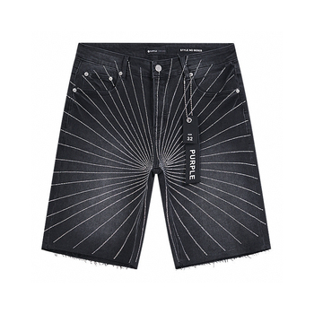 Purple Brand şort denim retro cu rhinestones – streetwear, croială strânsă, talie medie, nasturi la închidere