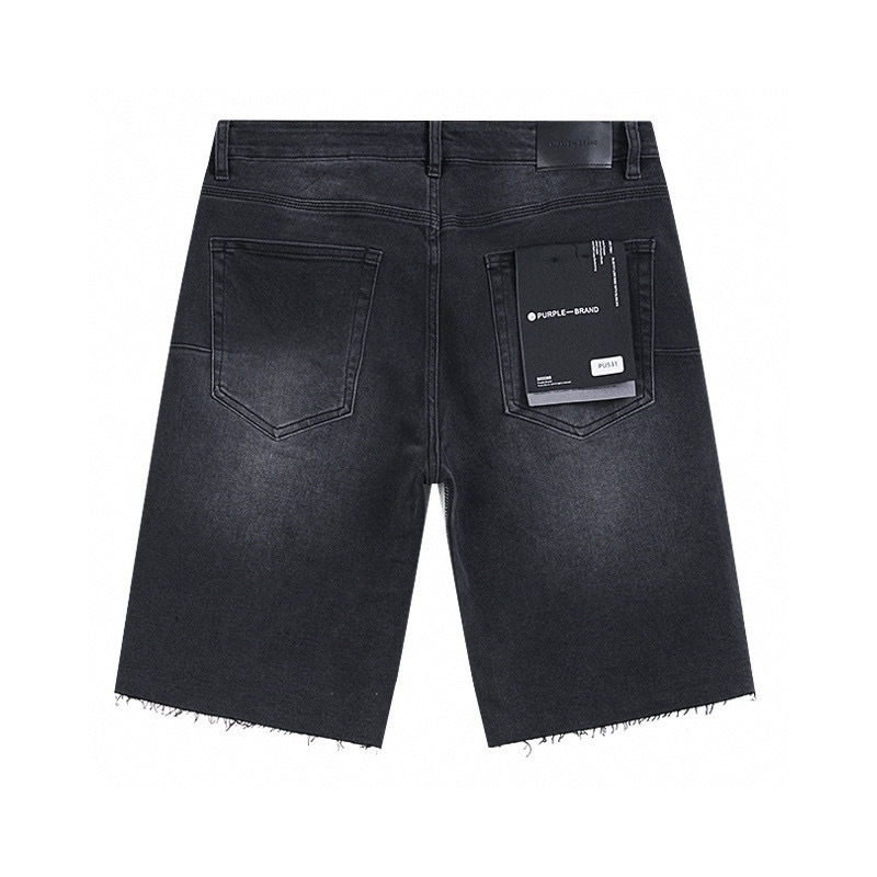 Purple Brand şort denim retro cu rhinestones – streetwear, croială strânsă, talie medie, nasturi la închidere