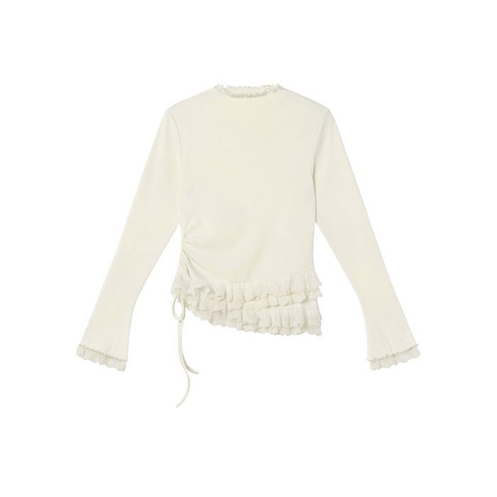 Tricou dama cu mânecă lungă, stil coreean, culoare solidă, țesătură poliester-elastan, guler semi înalt