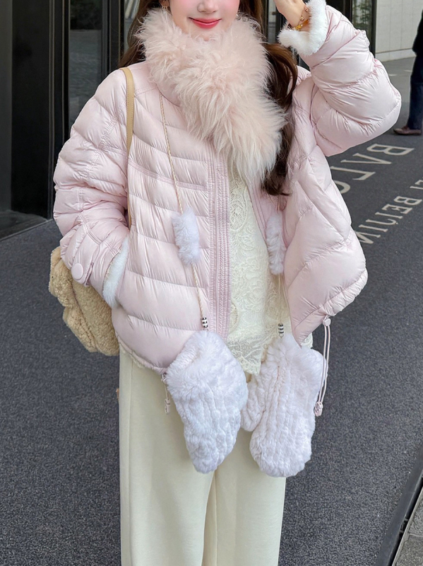 Pulover tricotat cu glugă din bumbac-poliester, model brodat cu plante și flori, croială largă