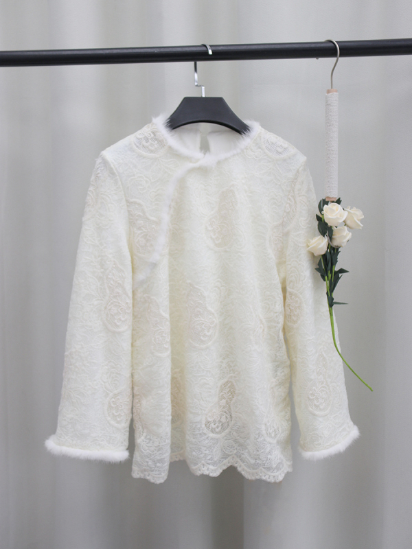 Pulover tricotat cu glugă din bumbac-poliester, model brodat cu plante și flori, croială largă