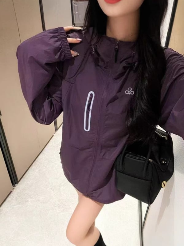 Geacă cu glugă pentru protecție solară, unisex, bloc de culoare, respirabilă, croială lejeră; UPF50+, rezistentă la apă, mâneci lungi, fermoar