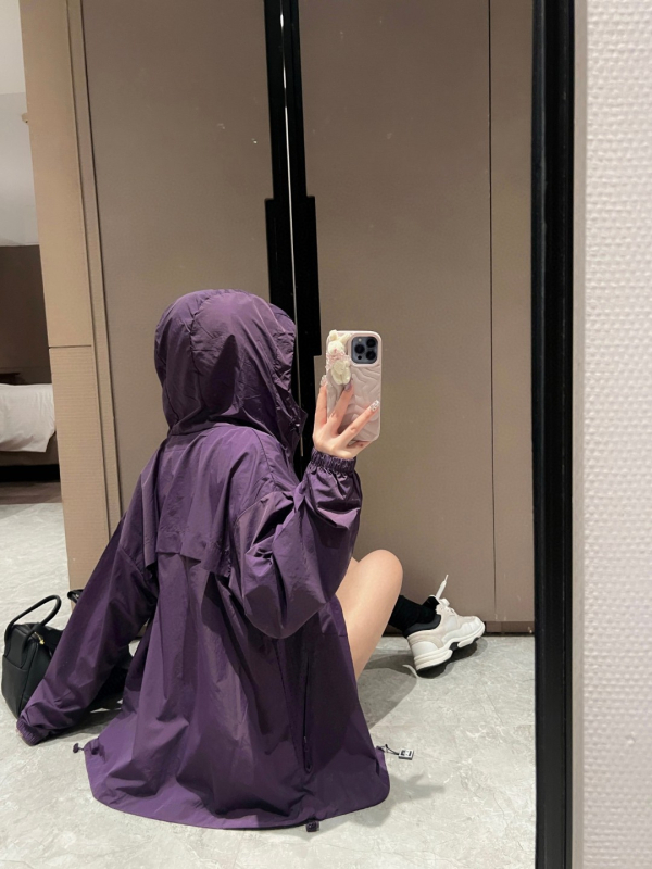 Geacă cu glugă pentru protecție solară, unisex, bloc de culoare, respirabilă, croială lejeră; UPF50+, rezistentă la apă, mâneci lungi, fermoar