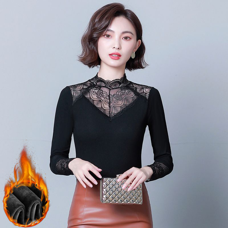 Naiste pikkade varrukatega slim-fit topp viskoosi-poliesteri-elastaan segu, poolkõrge krae, sügisel 2024