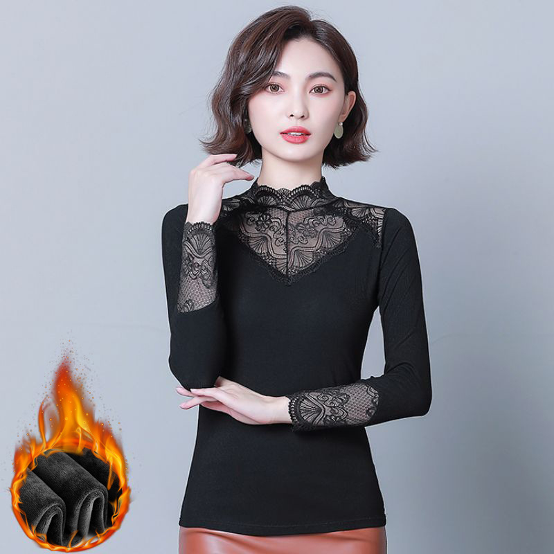 Naiste pikkade varrukatega slim-fit topp viskoosi-poliesteri-elastaan segu, poolkõrge krae, sügisel 2024