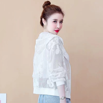 Polüestrist päikesekaitsekapuutsiga kerge kardigan naistele, pikkade varrukatega, lukuga