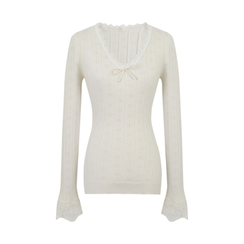 Pulover tricotat în stil coreean, decolteu în V, croială slim, mâneci lungi