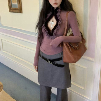 Poliészter anyagú kapucnis felső, hosszú ujjú, kerek nyakú, slim fit