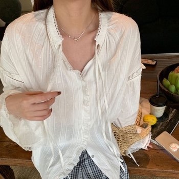 Női 2025-ös csipke és jacquard mintásing, halter nyakú, hosszú ujjú, lazán szabott (Tavasz 2025)