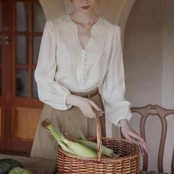 Chenille hímzett kardigán 3D mintával, V-nyakú, palotastílusú nőknek