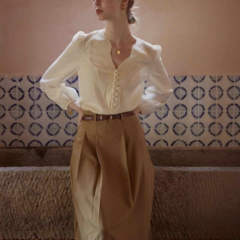 Chenille hímzett kardigán 3D mintával, V-nyakú, palotastílusú nőknek