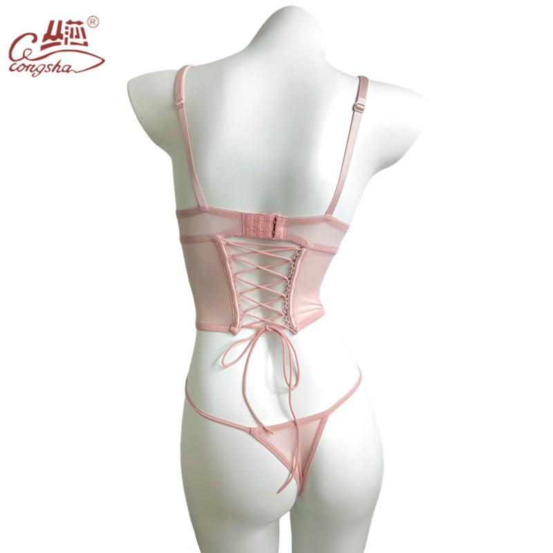 Francuski stil korzeta s kostima ribe, 3/4 košarica, čipka, najlonska podstava, fiksne dvostruke naramenice, stražnje dvostruko zatvaranje