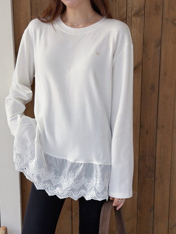 Apxivi T-särk ümmarguse kaelaga, pikad varrukad, jaapani-korea vabaaja stiil, 95% puuvill, tavapärane tüüp, talv 2025