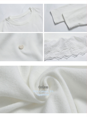 Apxivi T-särk ümmarguse kaelaga, pikad varrukad, jaapani-korea vabaaja stiil, 95% puuvill, tavapärane tüüp, talv 2025