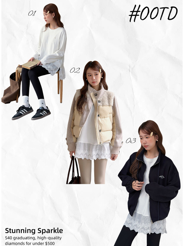 Apxivi T-särk ümmarguse kaelaga, pikad varrukad, jaapani-korea vabaaja stiil, 95% puuvill, tavapärane tüüp, talv 2025