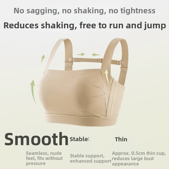 Õmblusteta spordirinnahoidja, ilma traadita, täis kauss, õhukesed vormitud kausid, toru-topp stiil, fikseeritud õlapaelad, tagant nelja rea konkslukuga