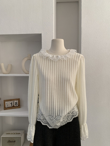 Naiste pitsiline särk avatud detailidega, pikkade käistega, pitskrae, nailoni sisaldus 30–50%, Talv 2025