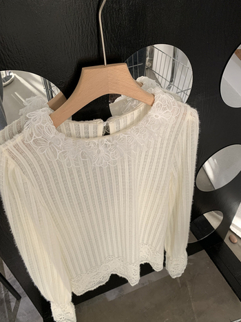 Naiste pitsiline särk avatud detailidega, pikkade käistega, pitskrae, nailoni sisaldus 30–50%, Talv 2025