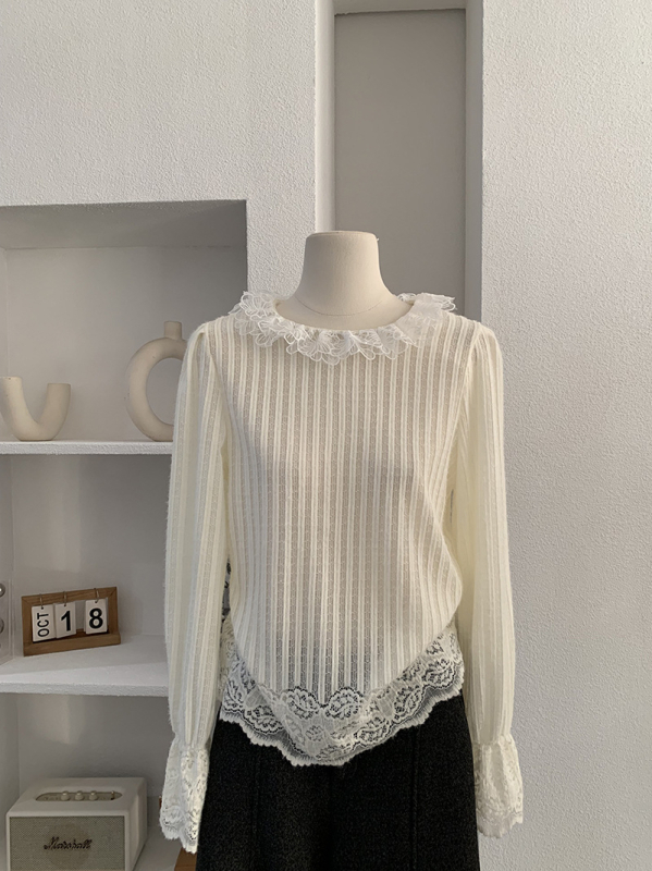 Naiste pitsiline särk avatud detailidega, pikkade käistega, pitskrae, nailoni sisaldus 30–50%, Talv 2025