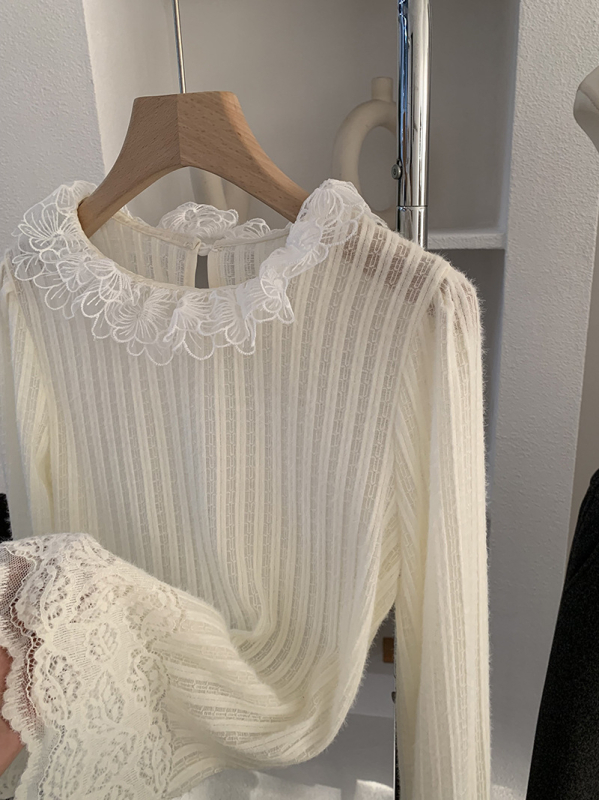 Naiste pitsiline särk avatud detailidega, pikkade käistega, pitskrae, nailoni sisaldus 30–50%, Talv 2025