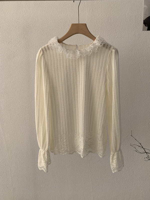 Naiste pitsiline särk avatud detailidega, pikkade käistega, pitskrae, nailoni sisaldus 30–50%, Talv 2025