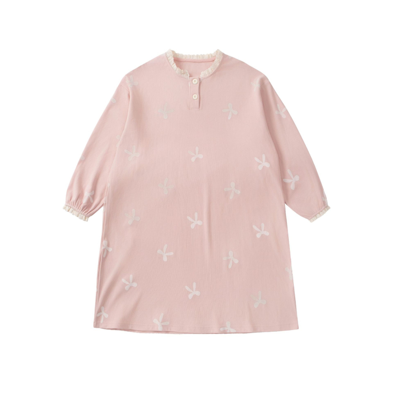 Tüdrukutele sametist ööriietus, pikkade käistega öökleit, ühetooniline, 90% polüester, pehme viimistlus, kevad-sügis, alates 8. eluaastast