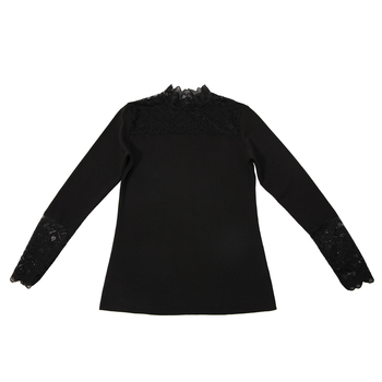 Naise Modal aluskiht fliisvooderiga, kõrge kaelus, lilleline pitsmuster