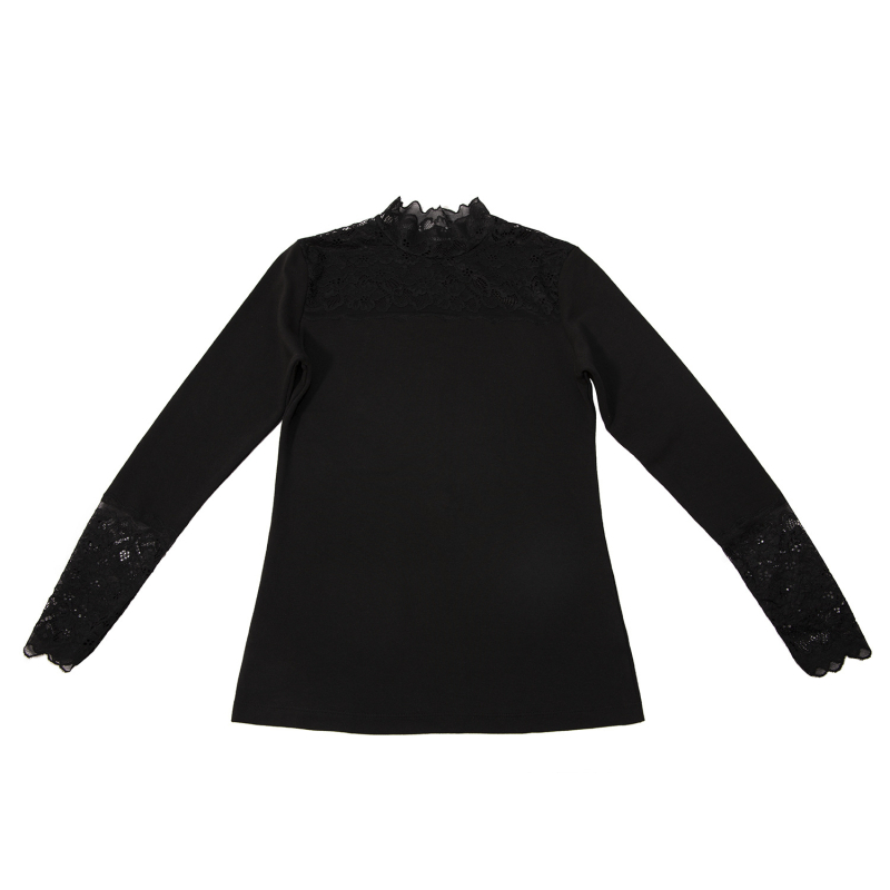 Naise Modal aluskiht fliisvooderiga, kõrge kaelus, lilleline pitsmuster