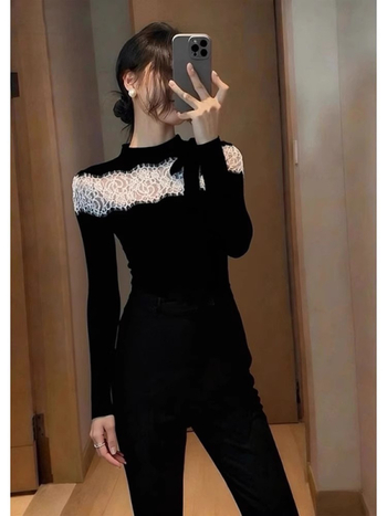 Sügises-talves kapuutsiga sihvakas kootud top, värvi-blokk õlgadel, pikkade varrukatega, poolkõrge kaelusega