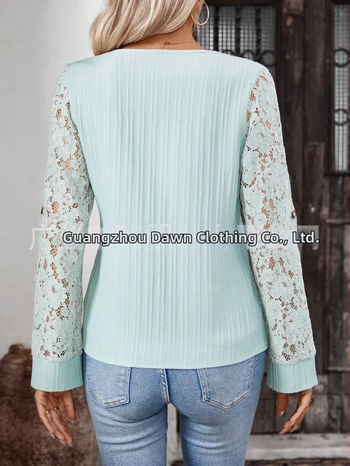 Naistele särg pitsilise äärisega, pikad varrukad, polüester ≥95%, ümmargune kaelus, tavaline pikkus