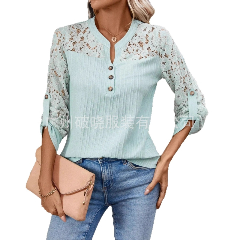 Naistele särg pitsilise äärisega, pikad varrukad, polüester ≥95%, ümmargune kaelus, tavaline pikkus