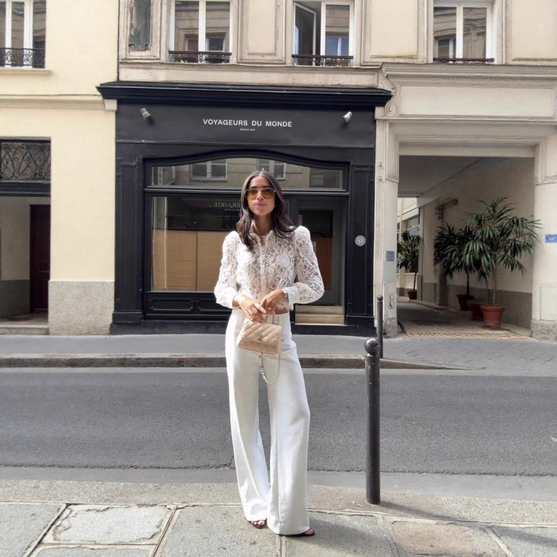 Pikkade varrukatega särk, särk-kaelusega, tikanditega detailid, 95% polüester, tänavustiil, normaalne pikkus 50–65 cm