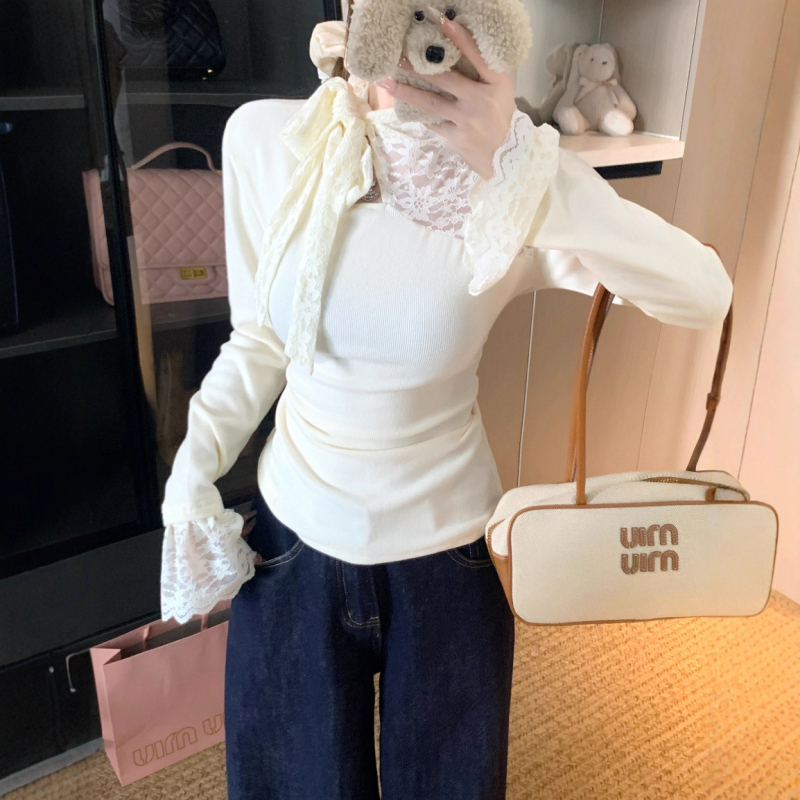 Lace crochet pikkade varrukatega T-särk, spandeksa audus, kapuuts, tavaline pikkus