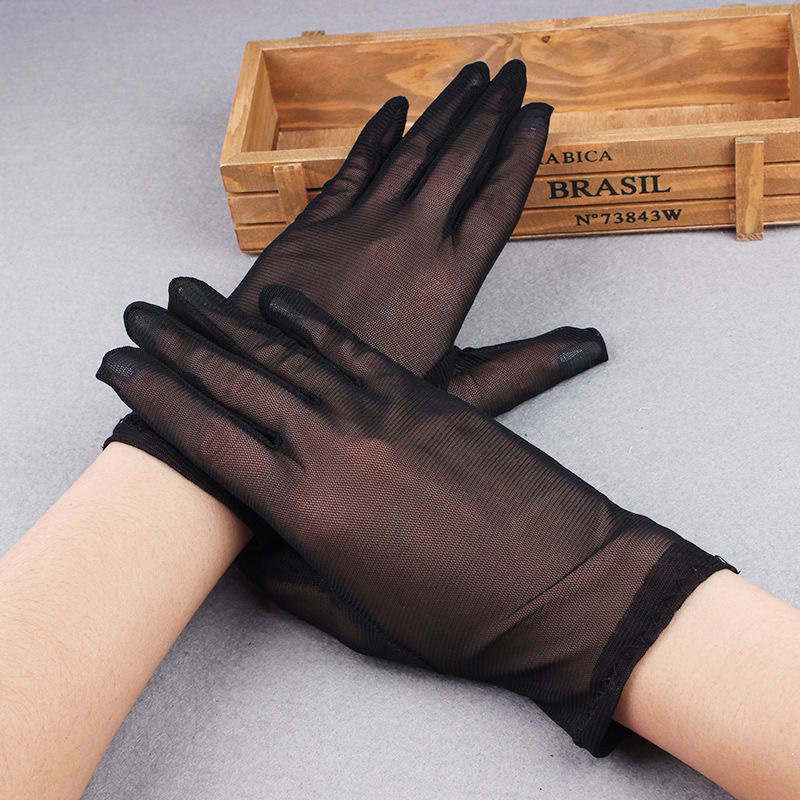 Naiste käsivarrelaarukad pitsilise äärisega, täis sõrmedega, hingav päikesekaitse, organza viskoos segu, minimalistlik stiil