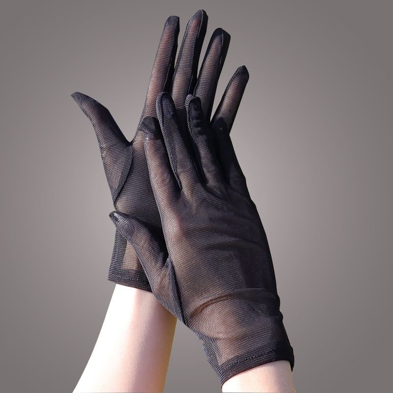 Naiste käsivarrelaarukad pitsilise äärisega, täis sõrmedega, hingav päikesekaitse, organza viskoos segu, minimalistlik stiil