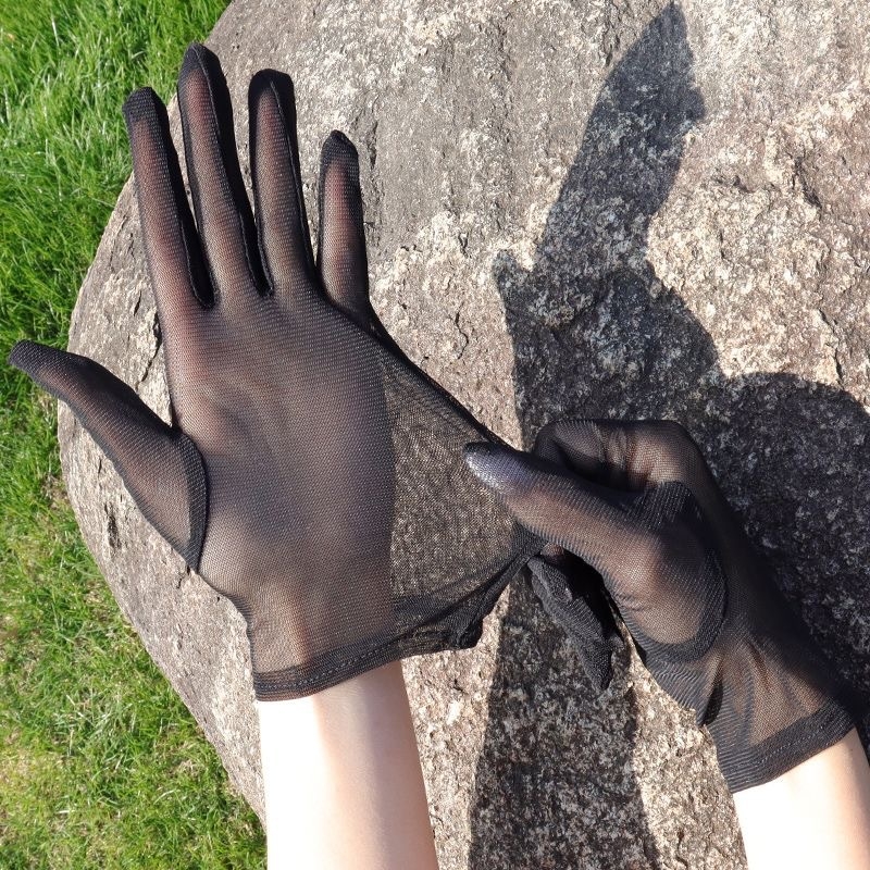 Naiste käsivarrelaarukad pitsilise äärisega, täis sõrmedega, hingav päikesekaitse, organza viskoos segu, minimalistlik stiil