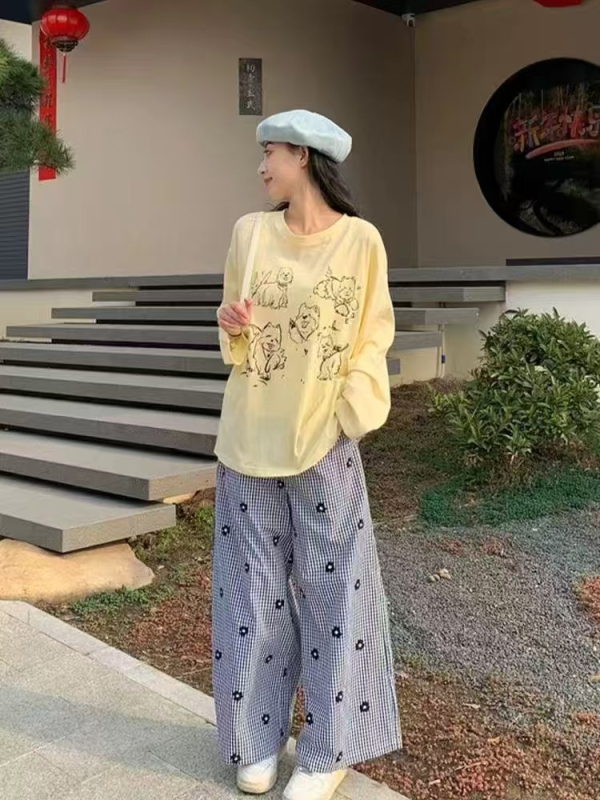 Naiste topp graffiti trükiga, vaba lõige, pikad varrukad, chenille kangas spandexi seguga alla 30%, UPF30+ päikesekaitse