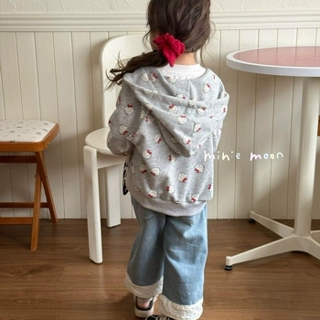 Laste kapuutsiga jakk lukuga, Korea stiilis, puuvillase segu kangas ja vooder, 3-8 aastastele