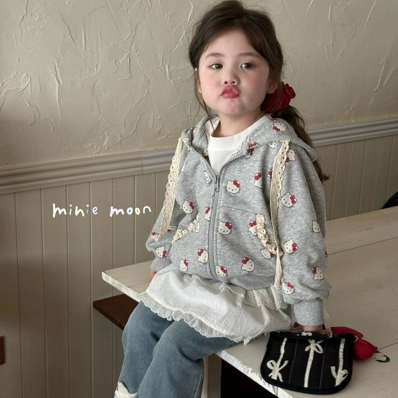 Laste kapuutsiga jakk lukuga, Korea stiilis, puuvillase segu kangas ja vooder, 3-8 aastastele