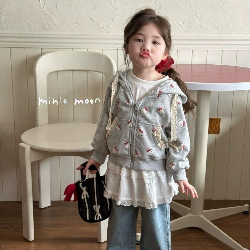 Laste kapuutsiga jakk lukuga, Korea stiilis, puuvillase segu kangas ja vooder, 3-8 aastastele