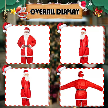 Jõuluvana kostüüm täiskasvanutele — esinemiskostüüm, unisex, plüüsmaterjal, 2025 kevad