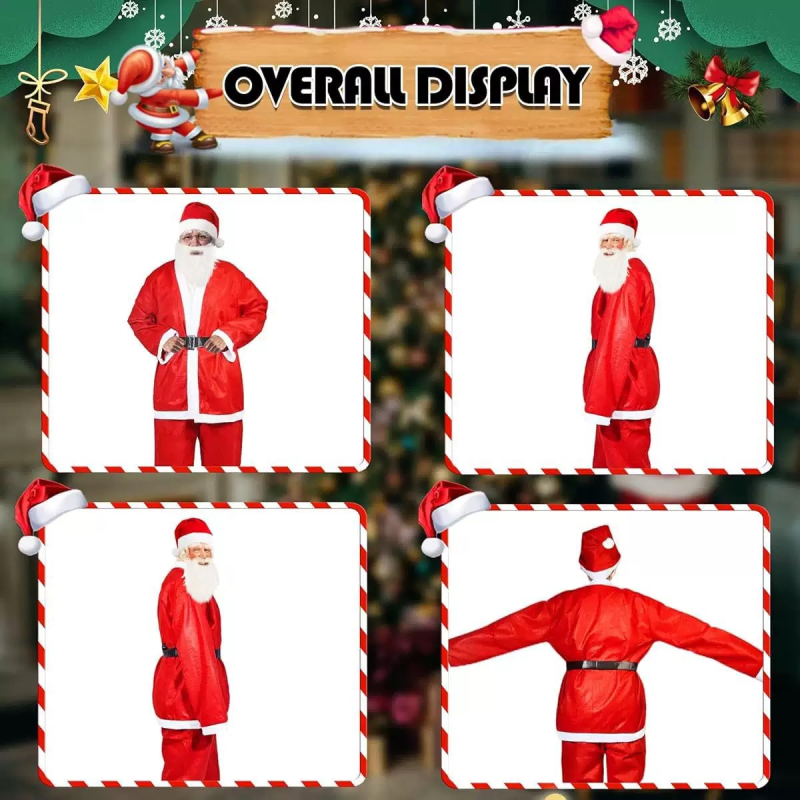 Jõuluvana kostüüm täiskasvanutele — esinemiskostüüm, unisex, plüüsmaterjal, 2025 kevad