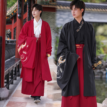 Hanfu meeste mantlid, tikitud krae, puuvillane materjal, 18–24 aastat, sügis 2021