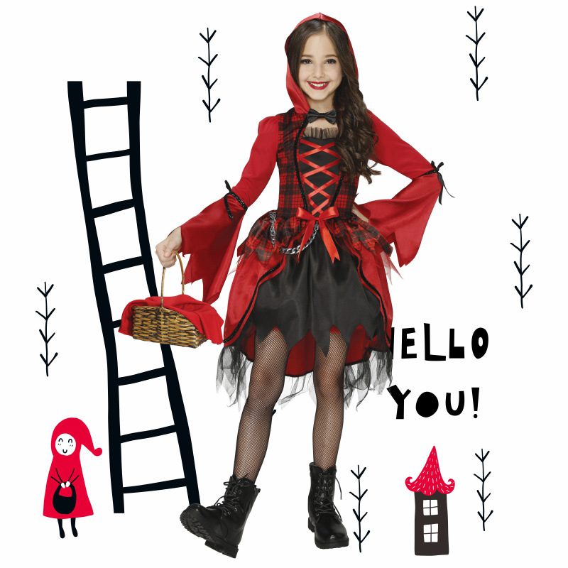 Tüdrukutele Punamütsikese kostüüm cosplay-mängudeks: polüester, 85% polüester, vanus alla 17, suvi 2022, sobib mängudeks ja cosplayiks