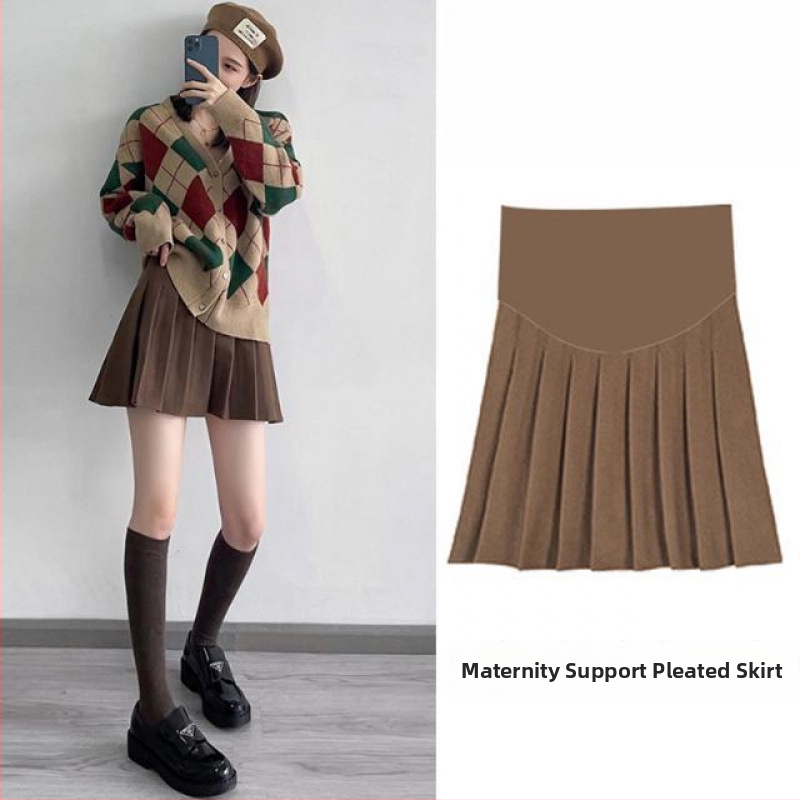 Materská sukňa A-línia, vlnená látka, hlavný zloženie bavlna ≤30%, 3D vzor