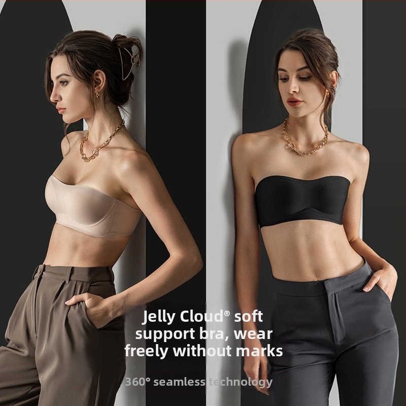 Rinnahoidja ilma õlgadeta 3D želee toega, juhtmevaba, ilma õmblemata, libisemiskindel (3/4 kauss)