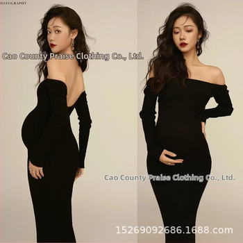 Raseduse fotosessiooni kleit, polüesterkangas, pikkade varrukatega, jaapani-korea vaba stiil