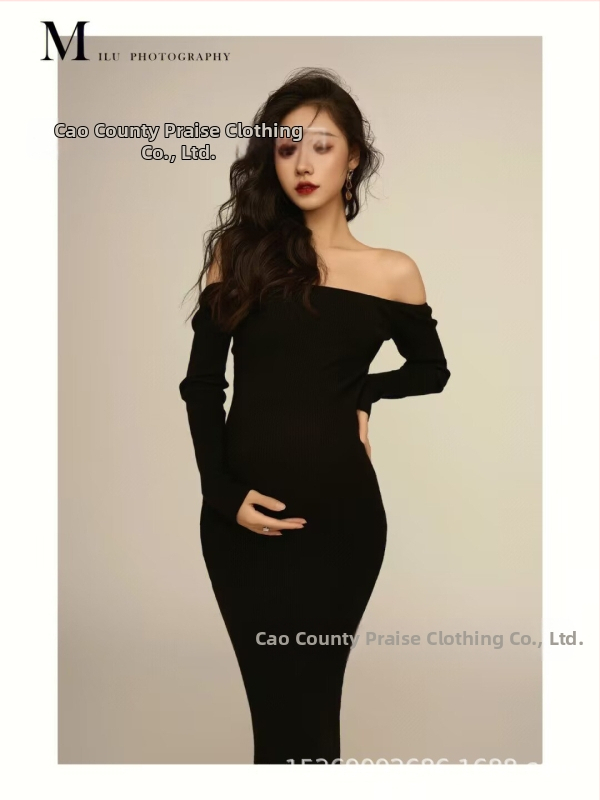 Tehotenské šaty na fotenie, polyesterová látka, dlhé rukávy, japonsko-kórejský voľný štýl